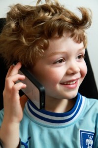 Little boy on mobile phone